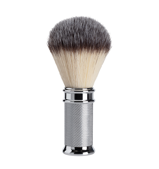 Pennello da barba Mootes in pelo sintetico cesellato cromato