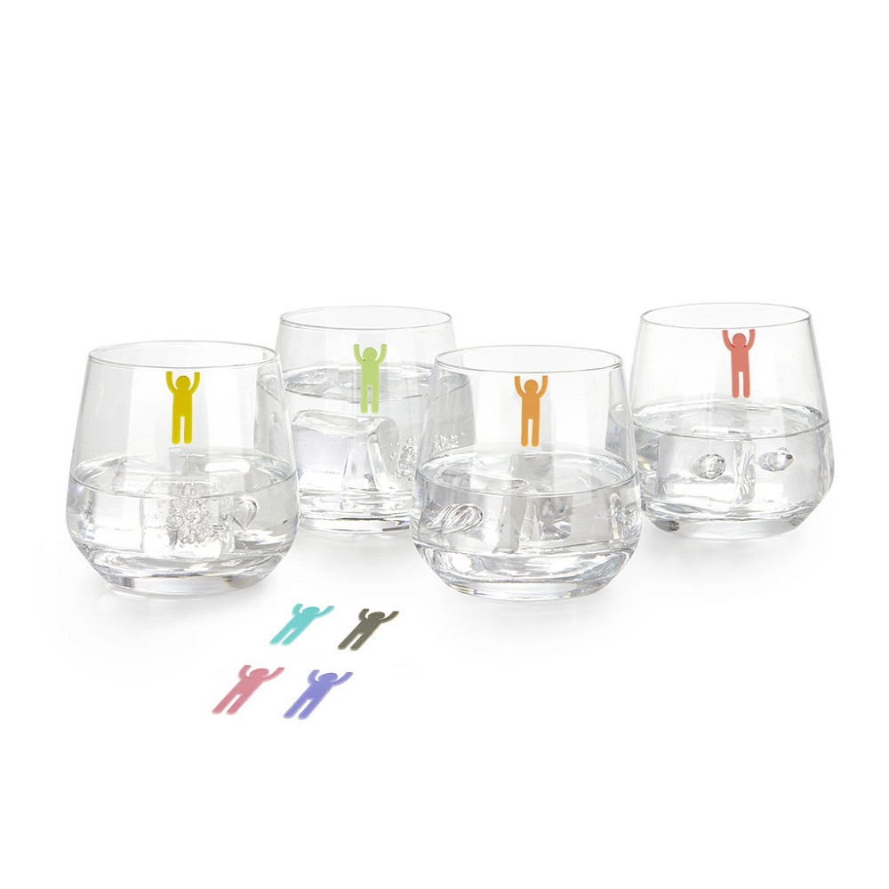 Segna bicchieri Sticky Men x8 colori