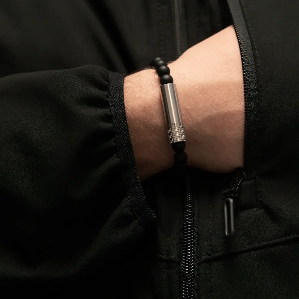 punch bracelet - onyx mat regolabile - immagine 3
