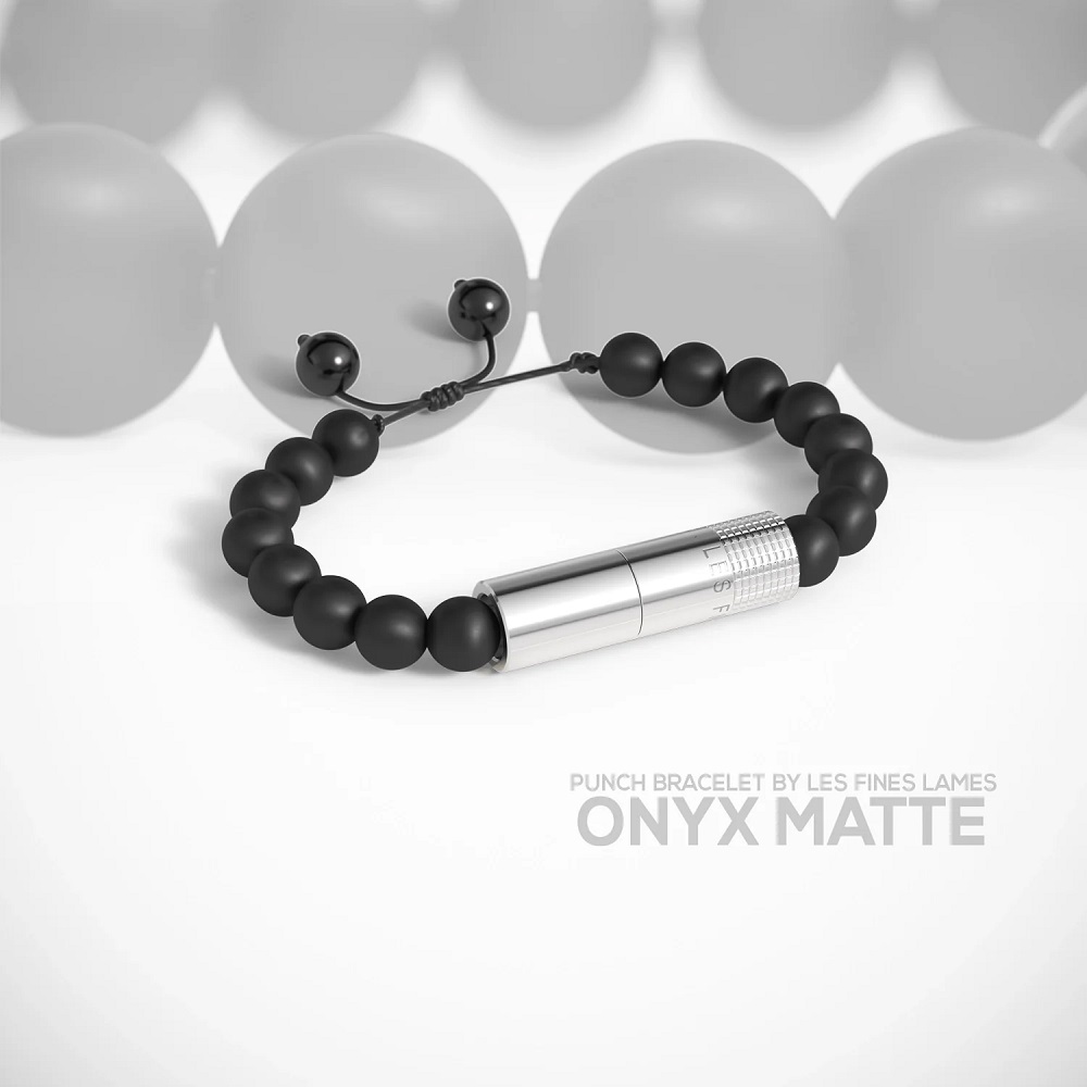punch bracelet - onyx mat regolabile - immagine 5